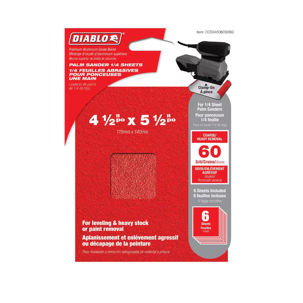 4-1/2 In. X 5-1/2 In. 60-Grit Palm Sander 1/4 Sanding Sheets