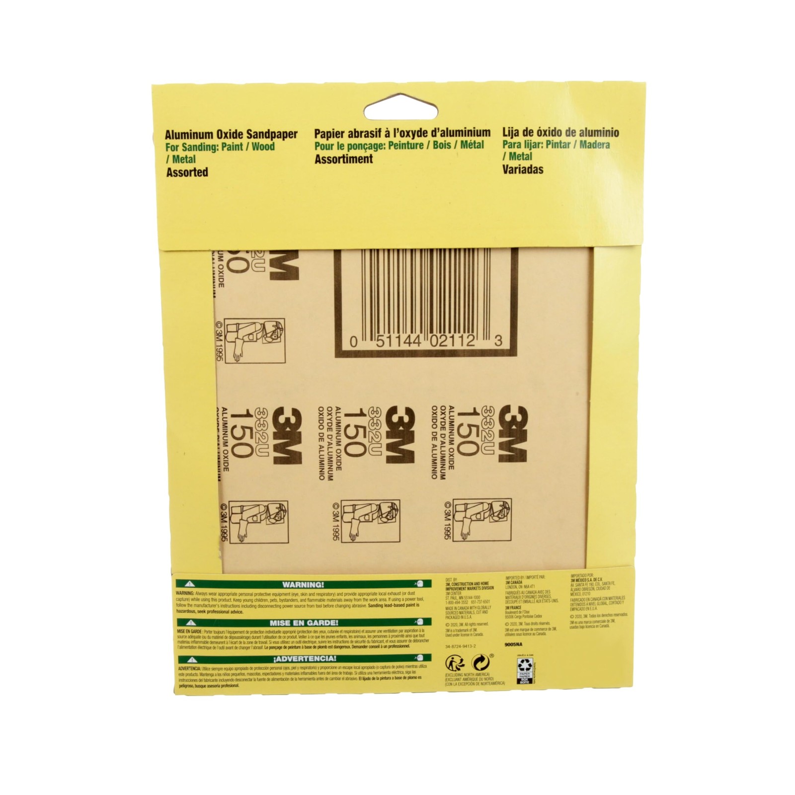 3M Aluminum Oxide Sandpaper, 5 Sheets, Assorted 1-Pack (5 Sheets),