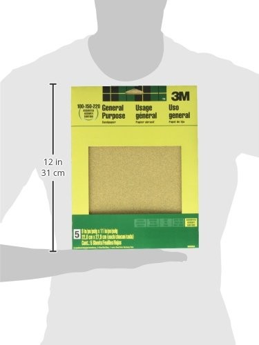 3M Aluminum Oxide Sandpaper, 5 Sheets, Assorted 1-Pack (5 Sheets),