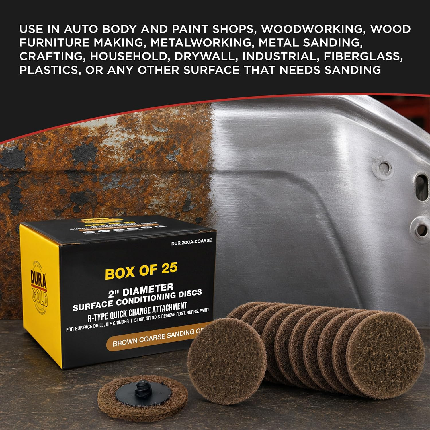 2″ Brown Coarse Surface Conditioning Discs (25 Pack) for Rust & Paint Removal
