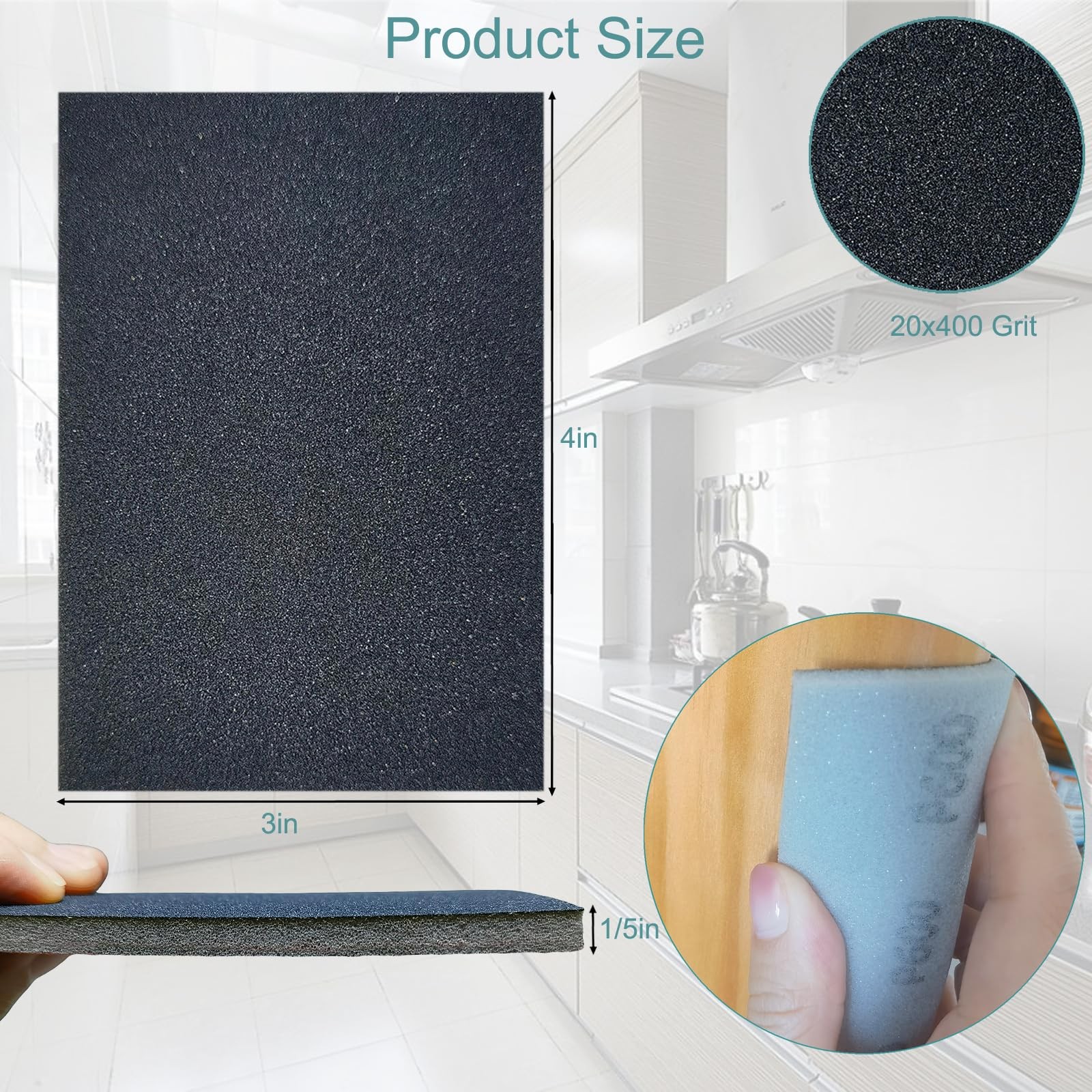 20 PCS 3 x 4 Inch 400 Grit Sanding Sponge Set, Ultra Fine Sanding Sponges Pad…