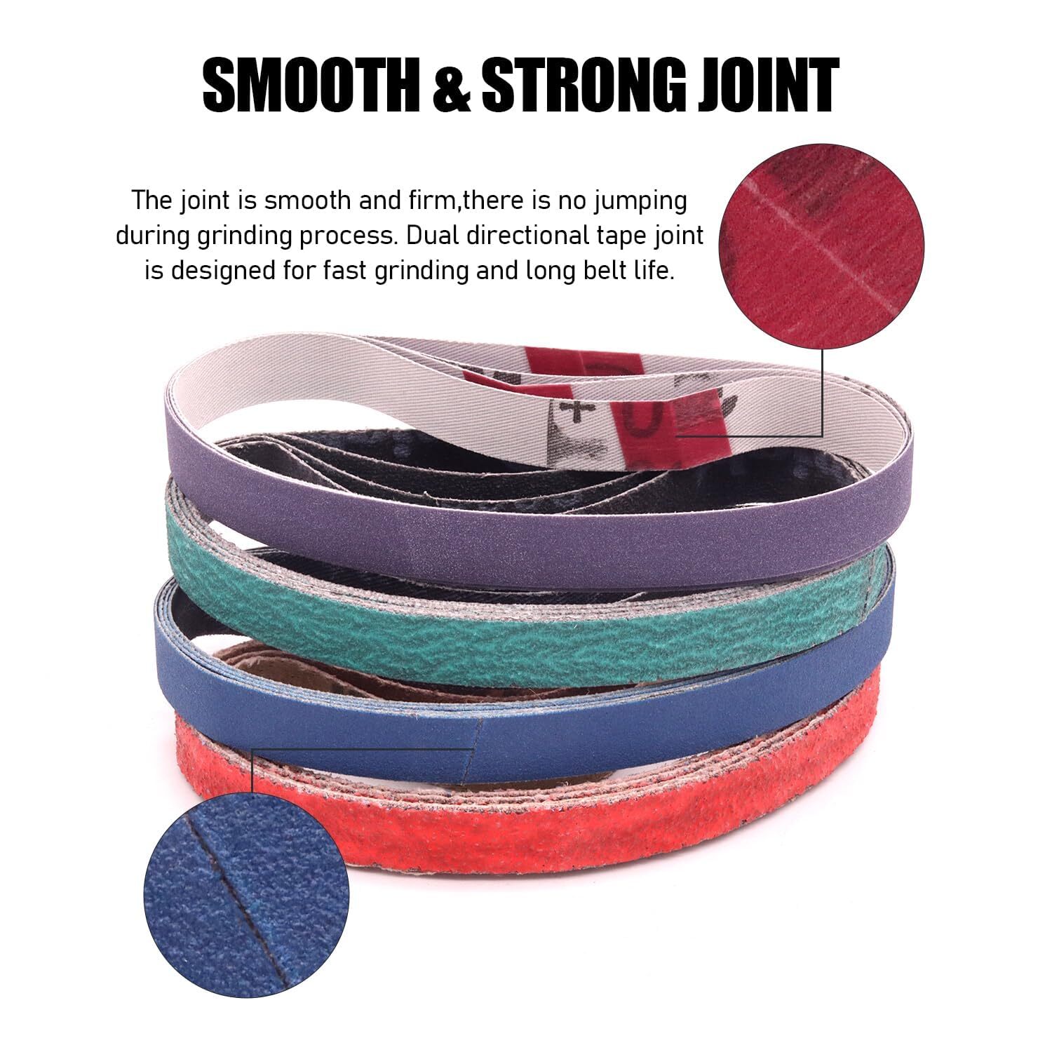 36 Pack 1/2 x 18 Inch Sanding Belts 9 Each of 80/120/240/400/600/800/1000/250…