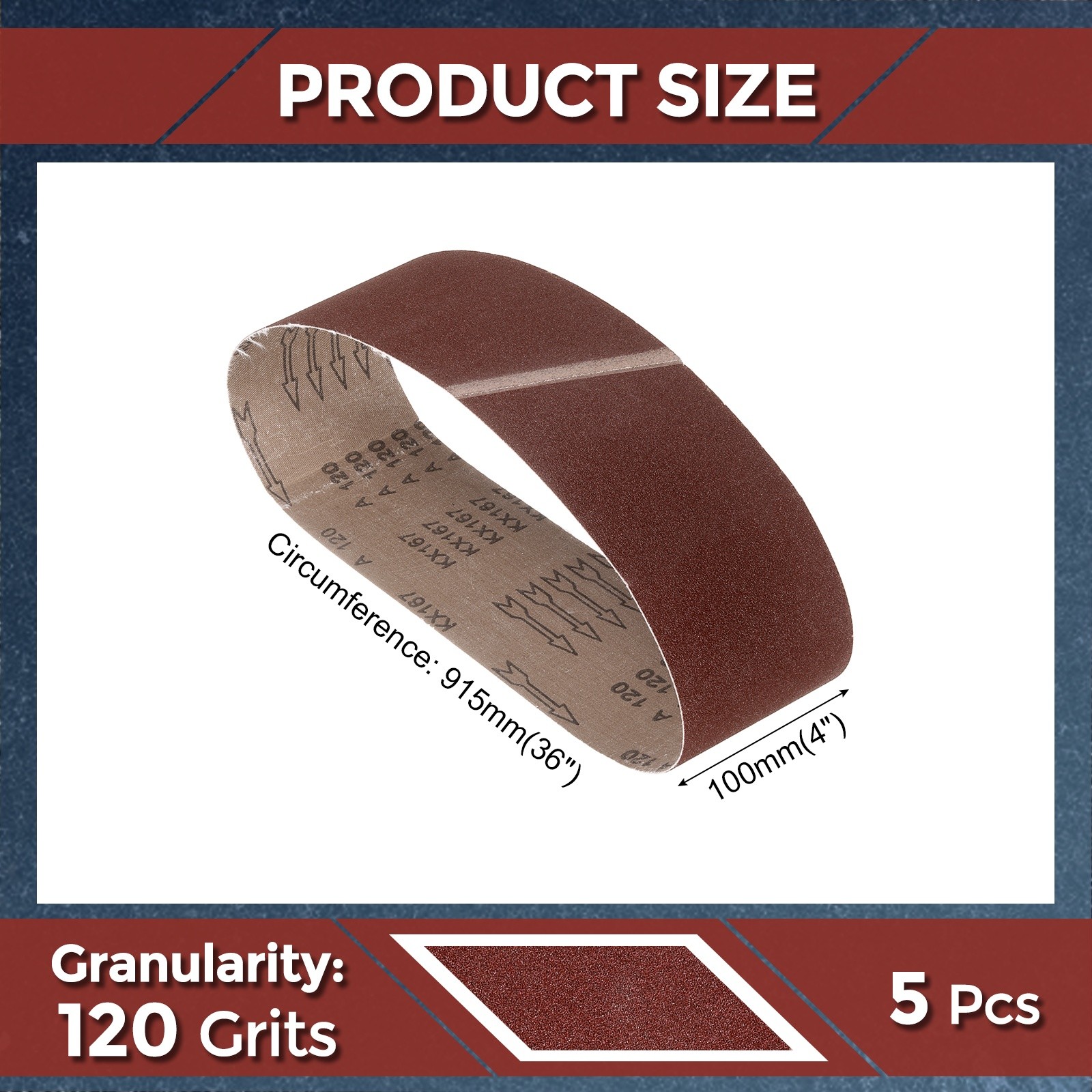 5 Pcs Sanding Belts 4 x 36 Inch 120 Grit Aluminum Oxide Abrasive Sandpaper