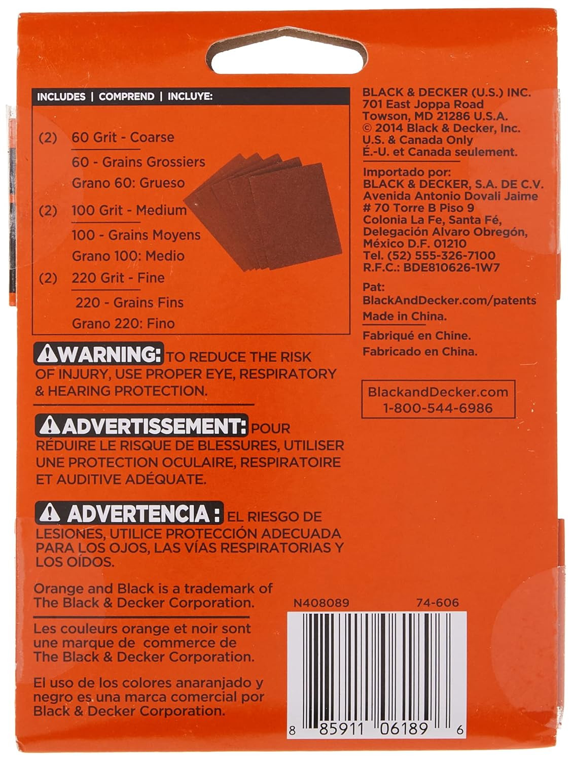Sandpaper Assortment, 1/4-Inch Sheet, 6-Pack (74-606)