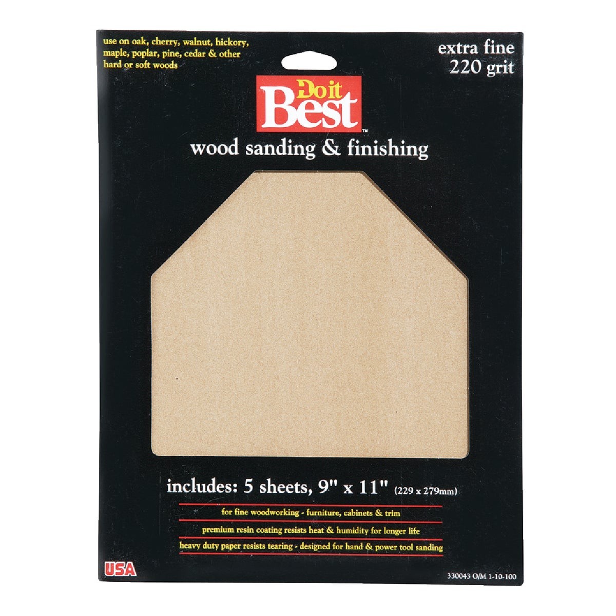 Do it Best Bare Wood 9 In. x 11 In. 220 Grit Extra Fine Sandpaper (5-Pack) SIM