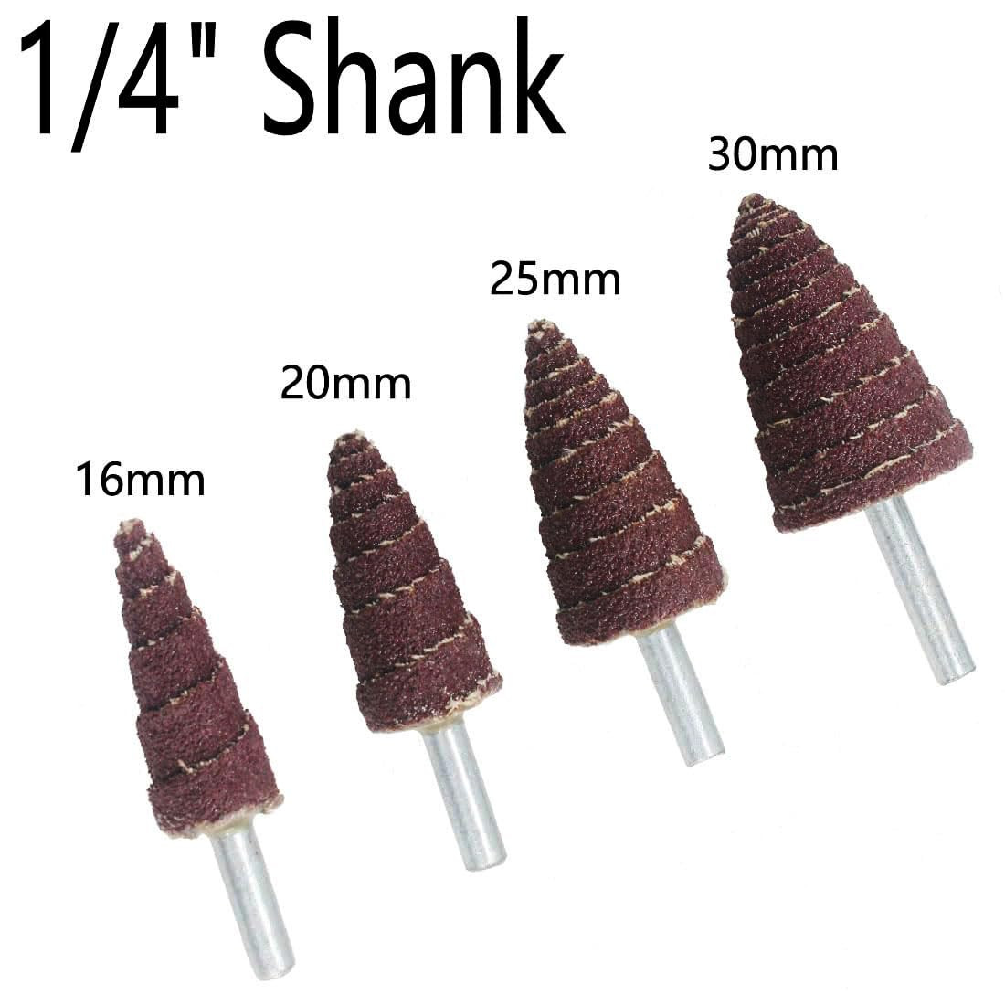 20 Pcs 1/4″ Shank 80 Grit Cone Shape Abrasive Sandpaper Bits Flap Wheels Sand…