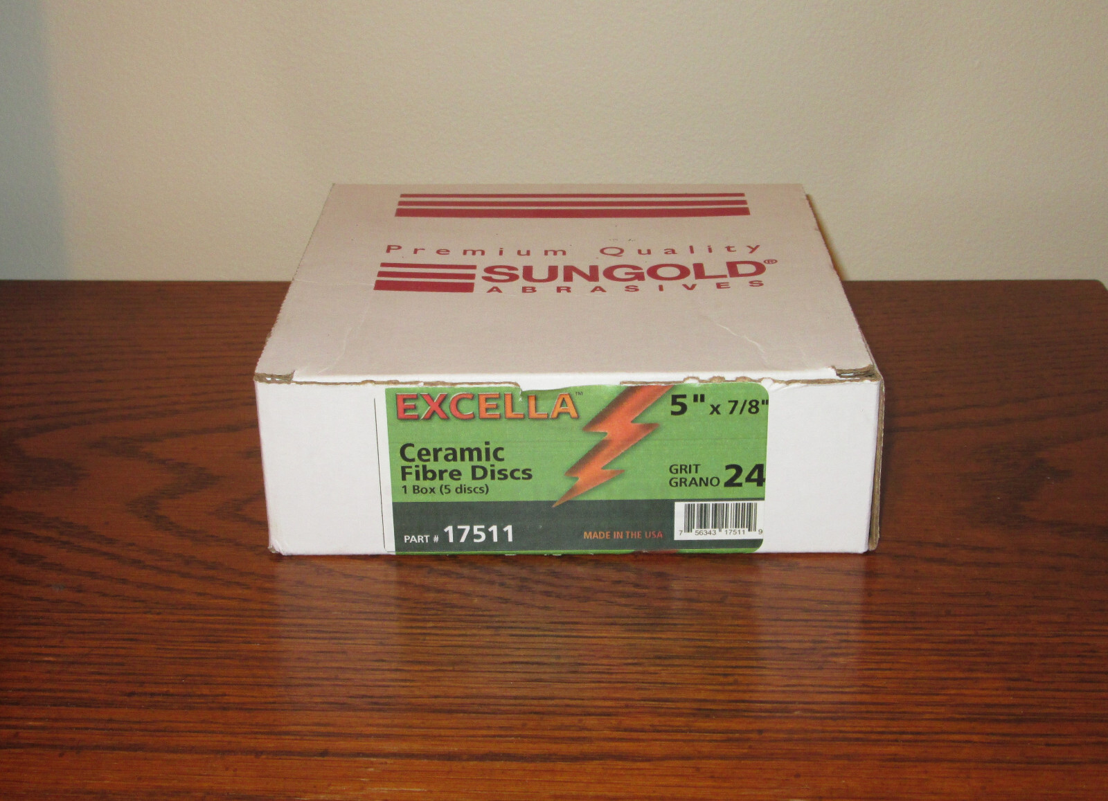 SUNGOLD Excella 17511 24 Grit Ceramic Fiber Discs 5 Discs/Box, 5″ x 7/8″ Center