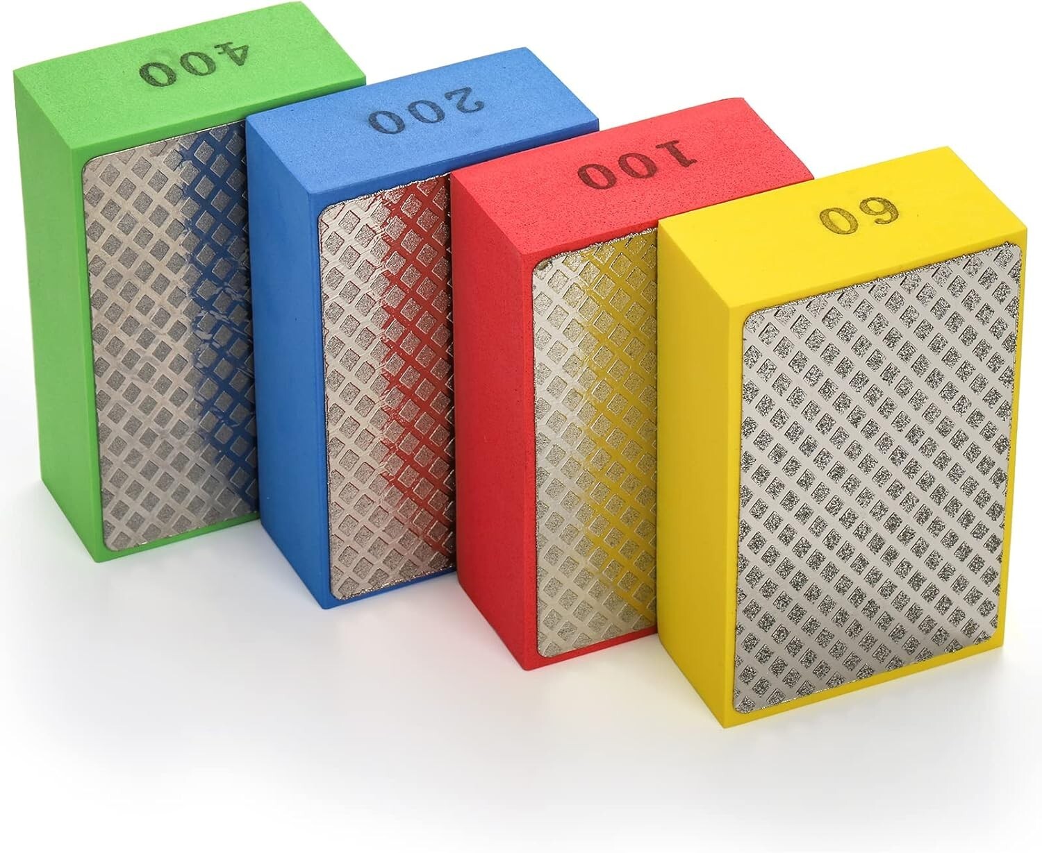 4 Pack Diamond Hand Polishing Pads, Hand Sanding Blocks Sandpaper Sponge Tile…