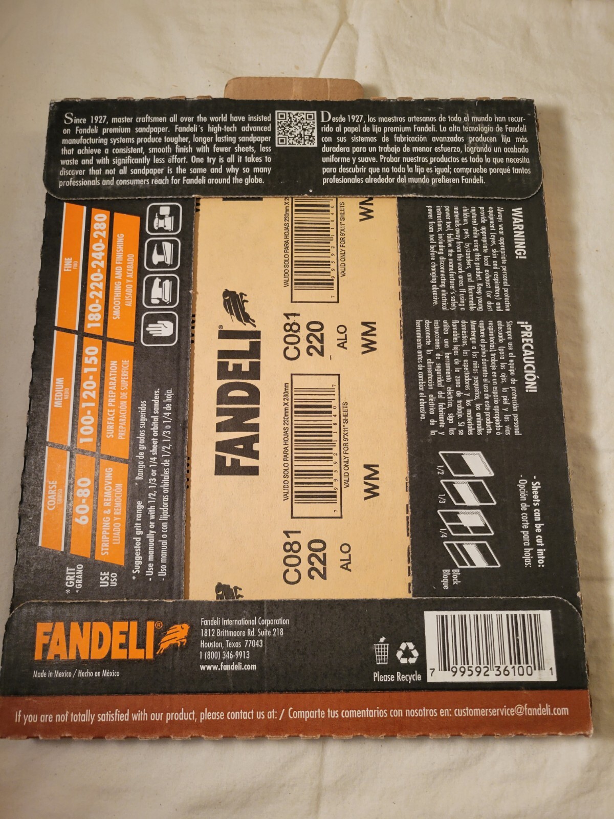 NEW Fandeli Multi-Purpose Sanding Paper Assorted Grits (80,120,220) | 25 Sheets