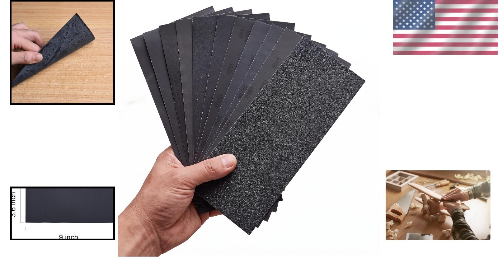 High-Quality Waterproof Silicone Carbide Sandpaper Set – 12 Sheets Assorted Grit