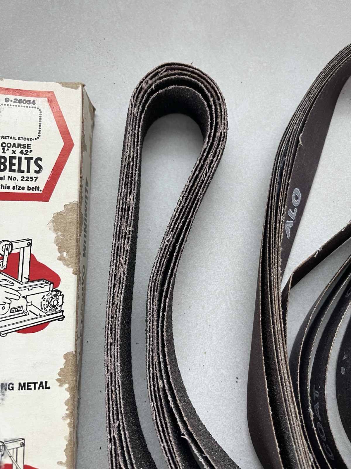 Aluminum oxide sanding belts 1×42 & x-088 lot New Vintage Belts Sears Roebucks