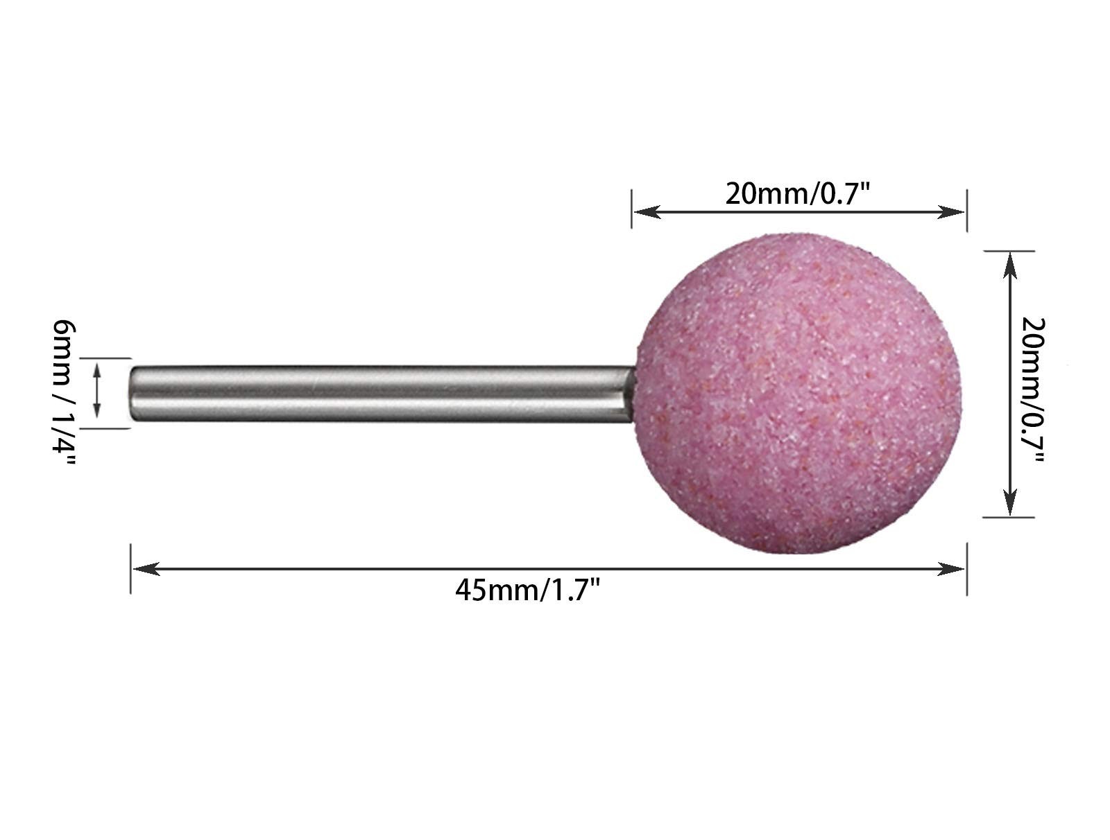 1/4 Inch Shank Ball Shaped Abrasive Mounted Stone Grinding Wheel Rotary Tools…
