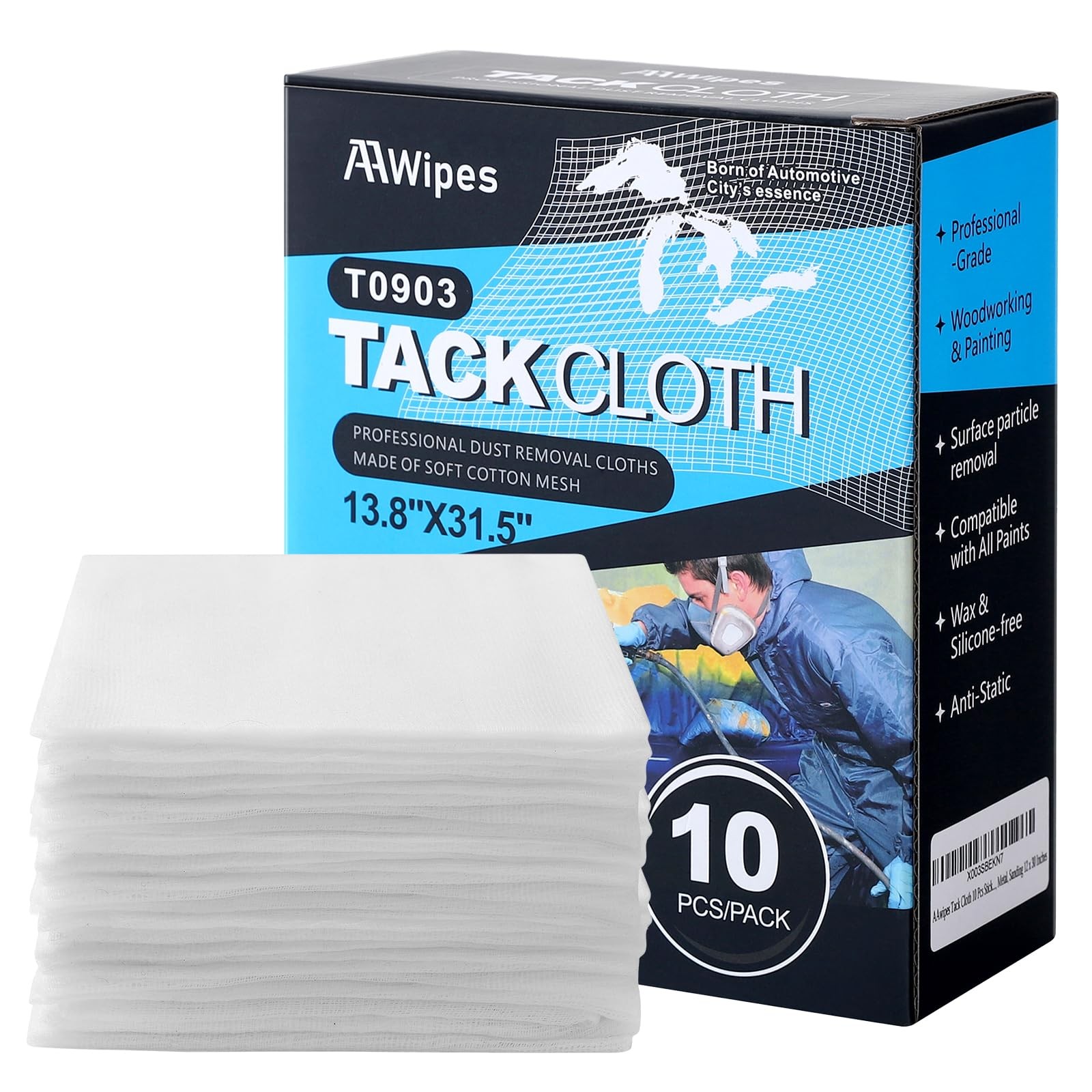 Tack Cloth for Painting (White, 13.8″x31.5″, 10 Pcs) Tac Cloths for Removing Du