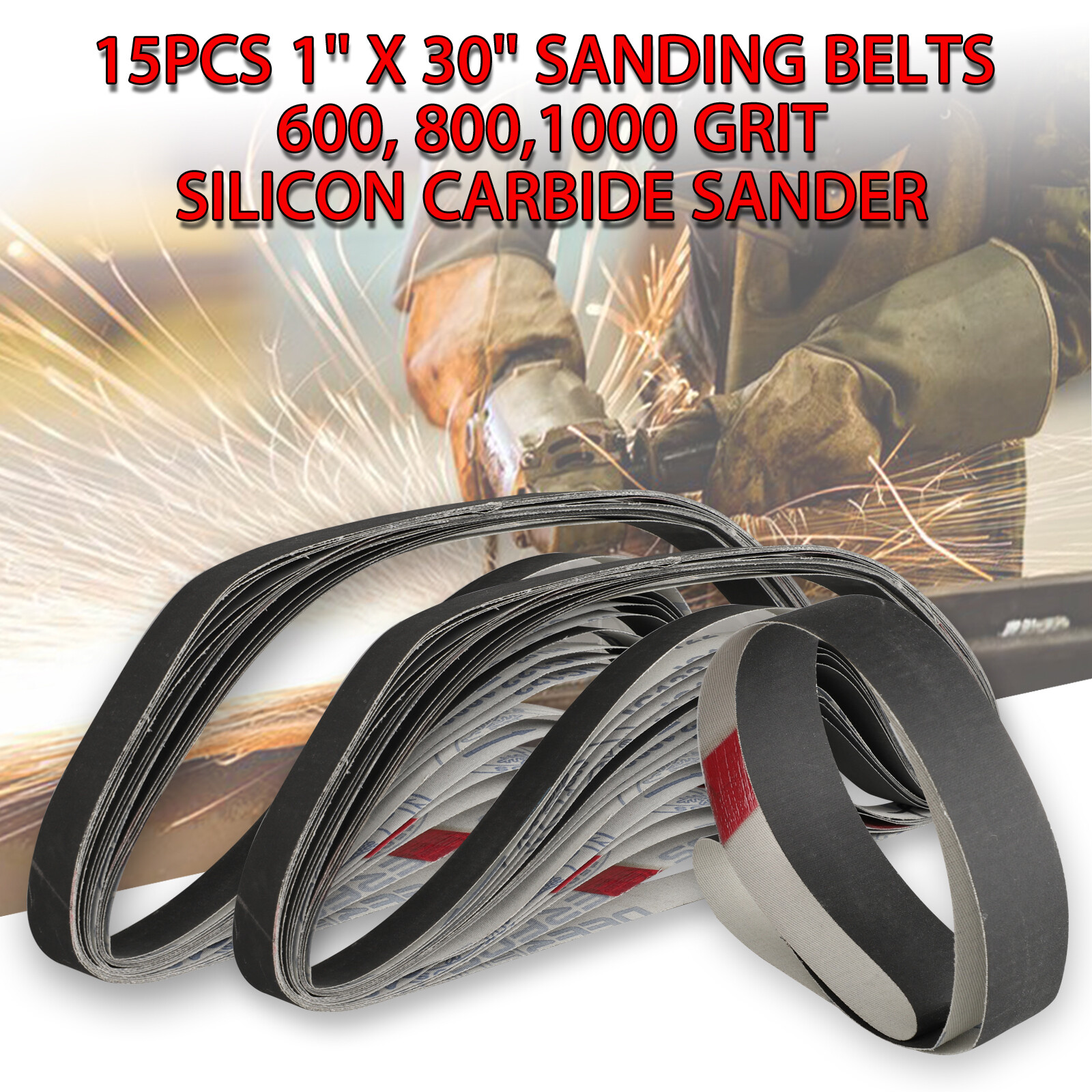 30/15x 1×30″ Sanding Belt Grinding Polishing Sander Sandpaper 600 800 1000 Grit