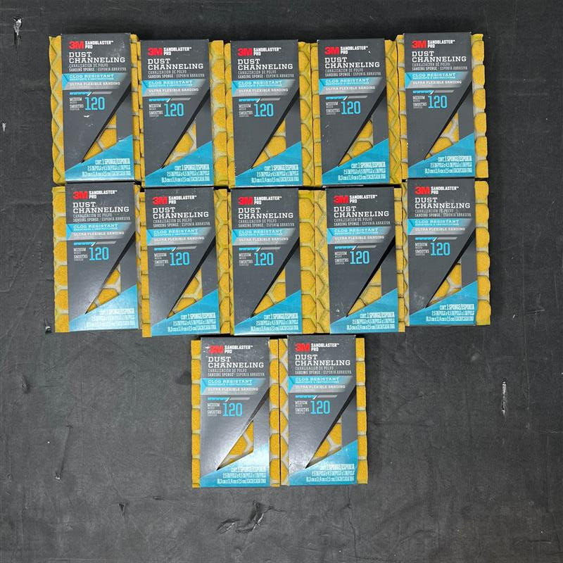 3M SandBlaster Pro Medium 120-Grit Sanding Sponge 2.5-in x 4.5-in (12 Pack) NEW