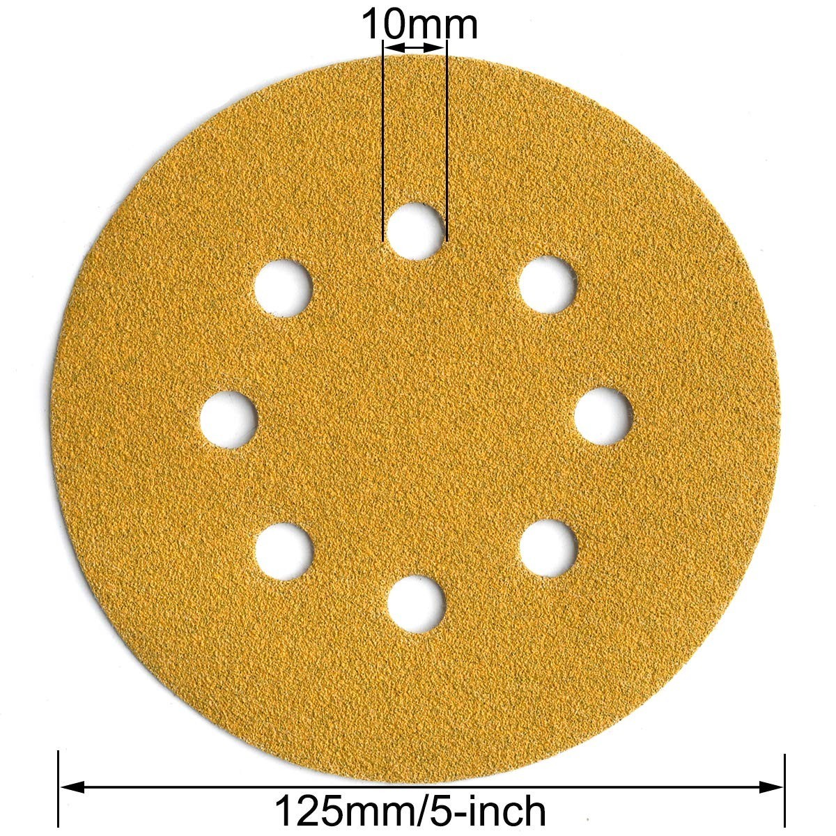 100PCS Sanding Discs 5″ 8-Hole 120 Grit Orbital Sander Pads Sandpaper Gold NEW