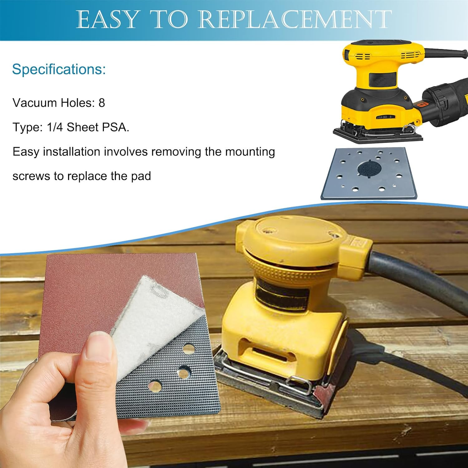 2 Pack Upgrade Hook and Loop Replacement Sander Pad for DeWalt DW411 D26441 DW41