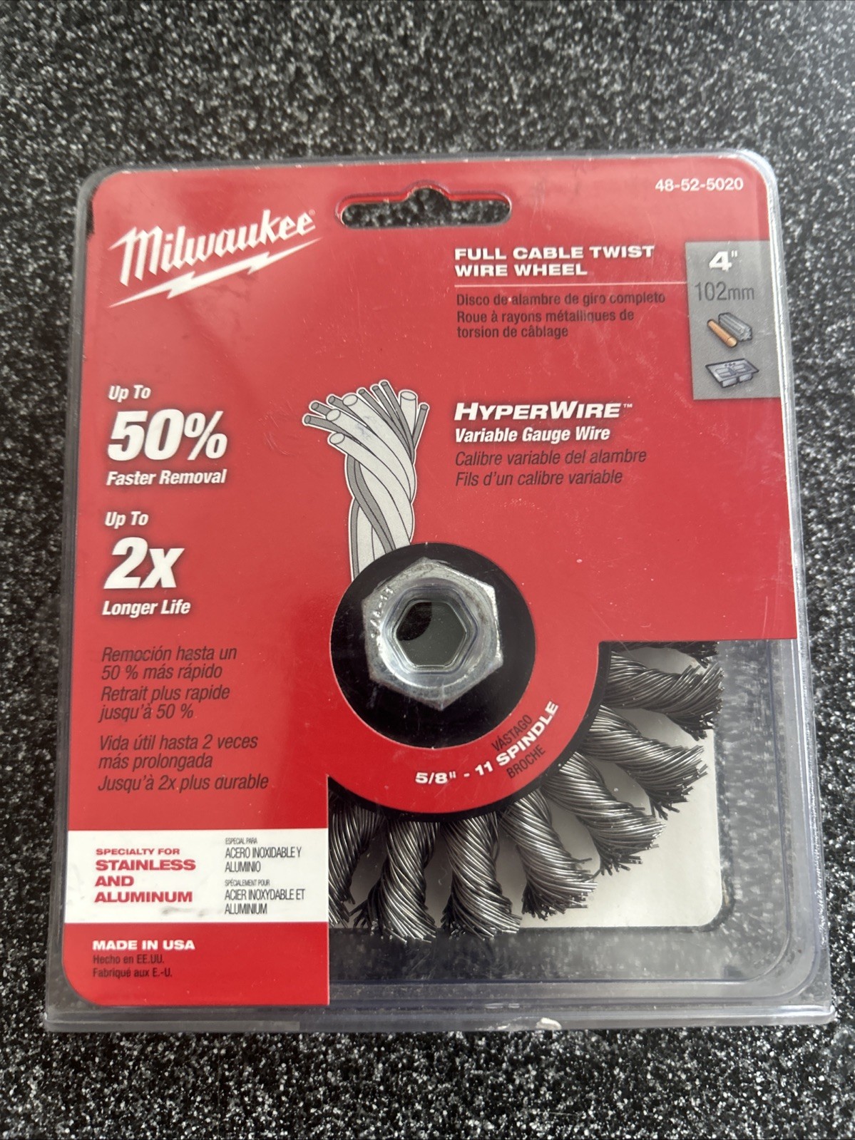 Milwaukee Crimped Wire Wheel 48-52-5070 4″ Radial Carbon Steel Hyperwire USA
