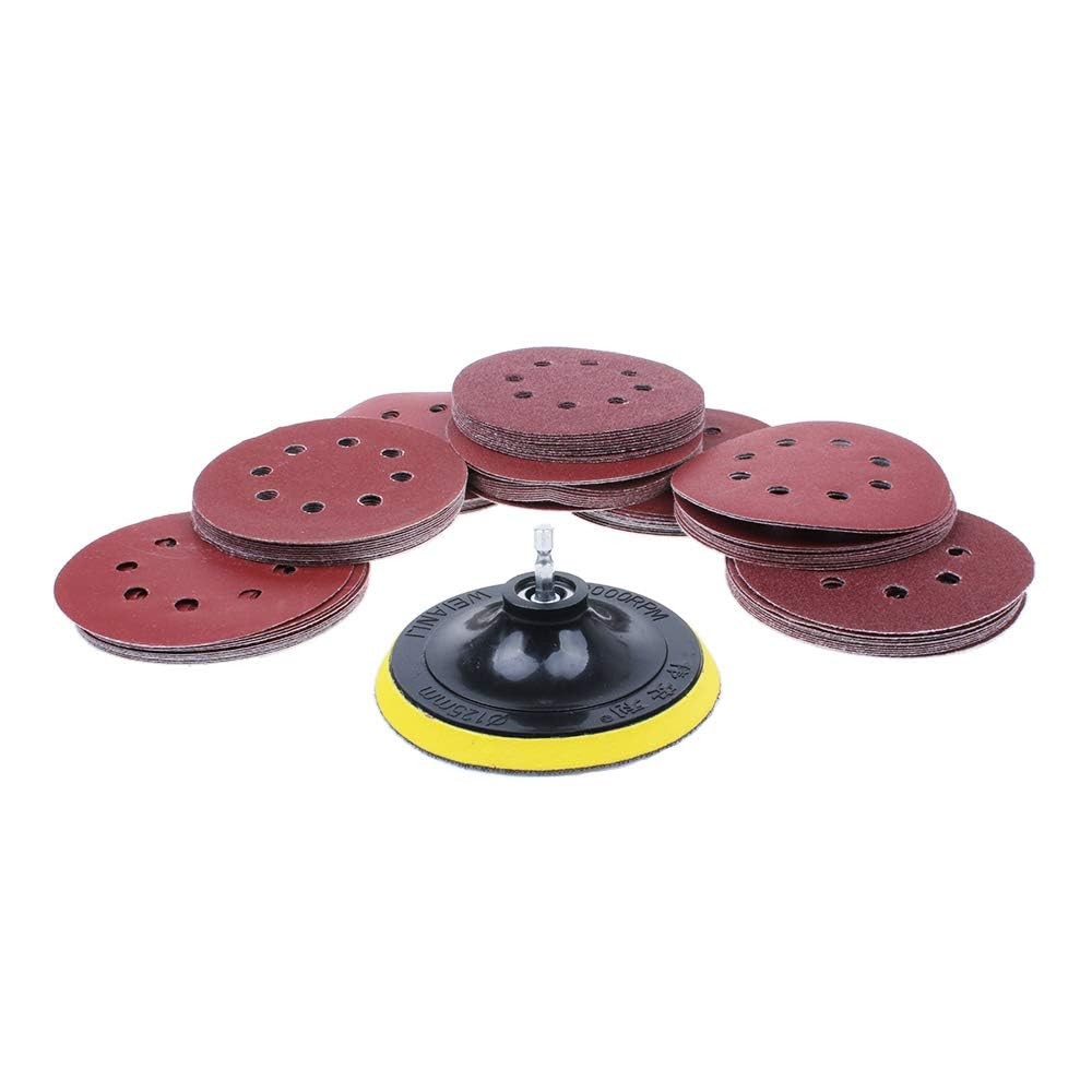 80 Pack 5 Inch Sanding Discs Kit 8 Hole Sander for Drill Polishing Pad Hook