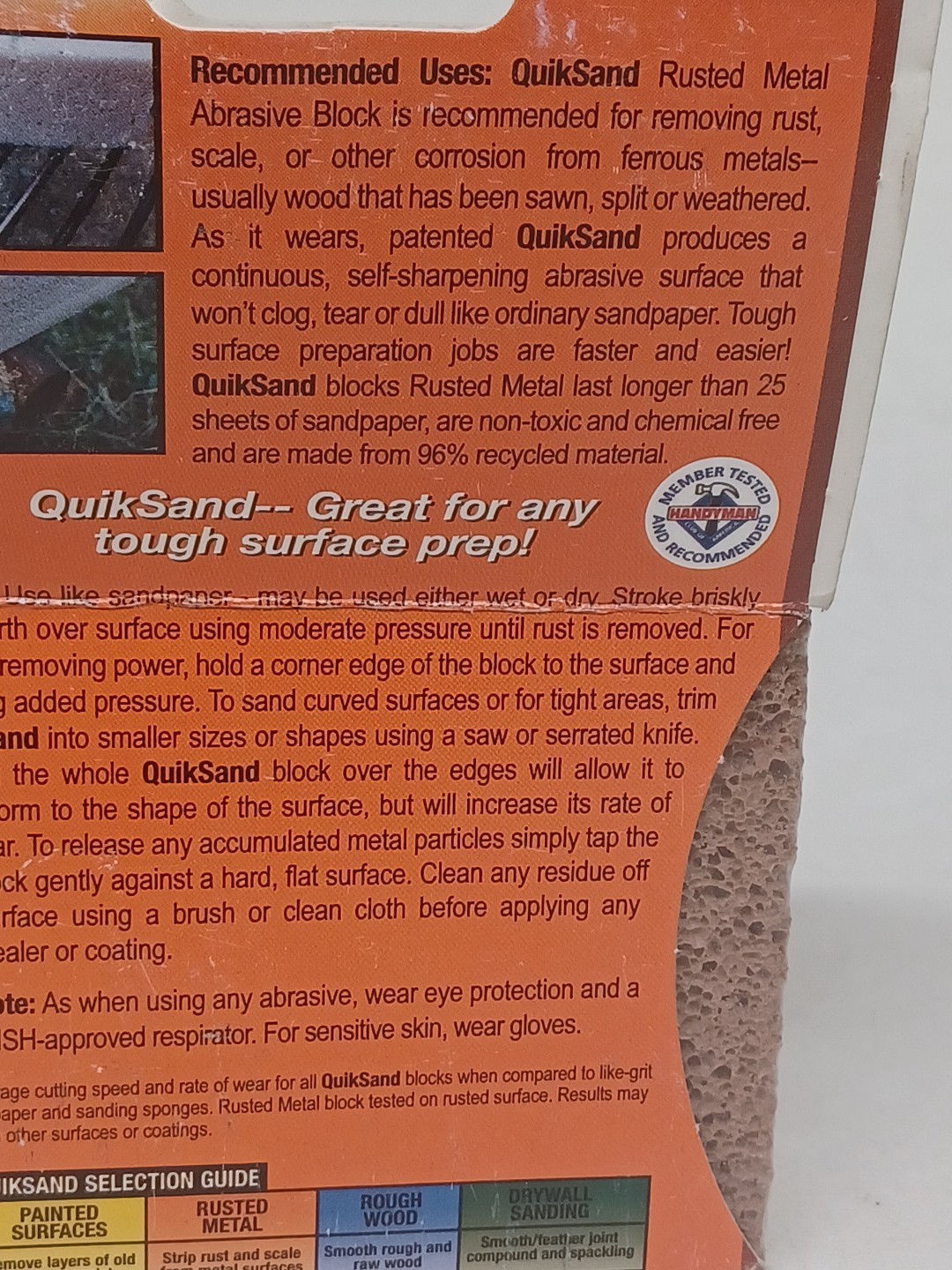 1 QuikSand Abrasive Block, Rust Removal 40-60 Grit