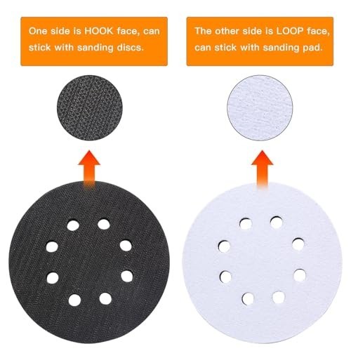 TPSUIPA 6 Pack 5 Inch 8 Hole Foam Sanding Pads, Soft Density Interface Pad, H