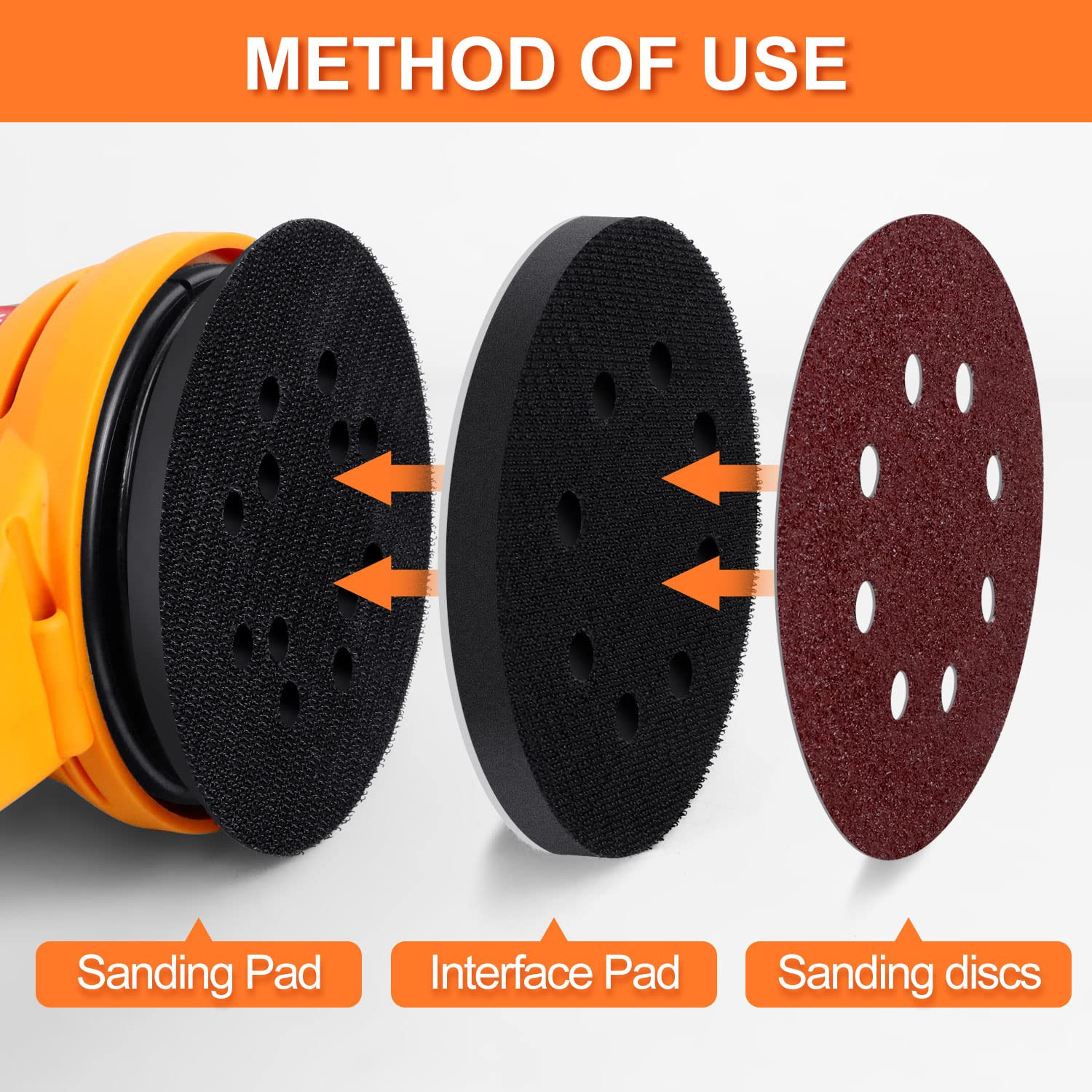 5 Inch 8 Holes Interface Pad, 5” Orbital Sander Foam Pad