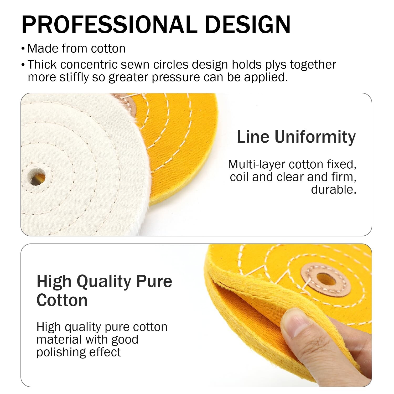 Cotton Buffing Wheels 6-Inch with 7.4oz Polishing Compound for All Surfaces