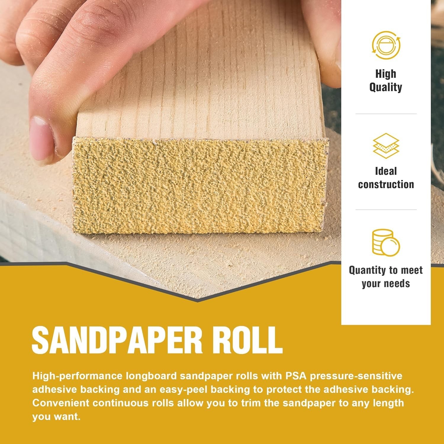 HeavyDuty Gold Sandpaper Roll 180 Grit 23/4in x 20 Yards PSA for Auto Body San
