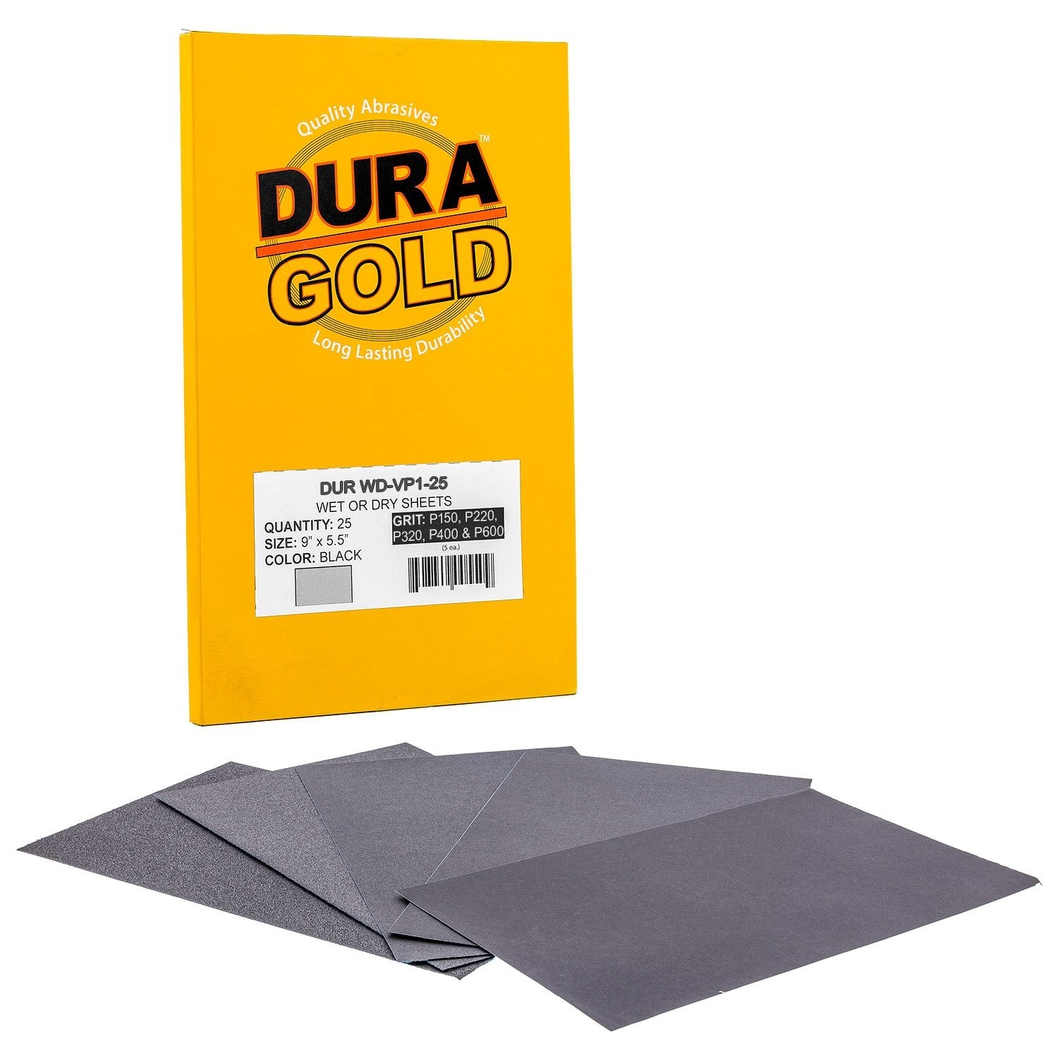 25 Sheets of 5.5″ x 9″ Silicon Carbide Sandpaper – 5 Grit Options for Precision