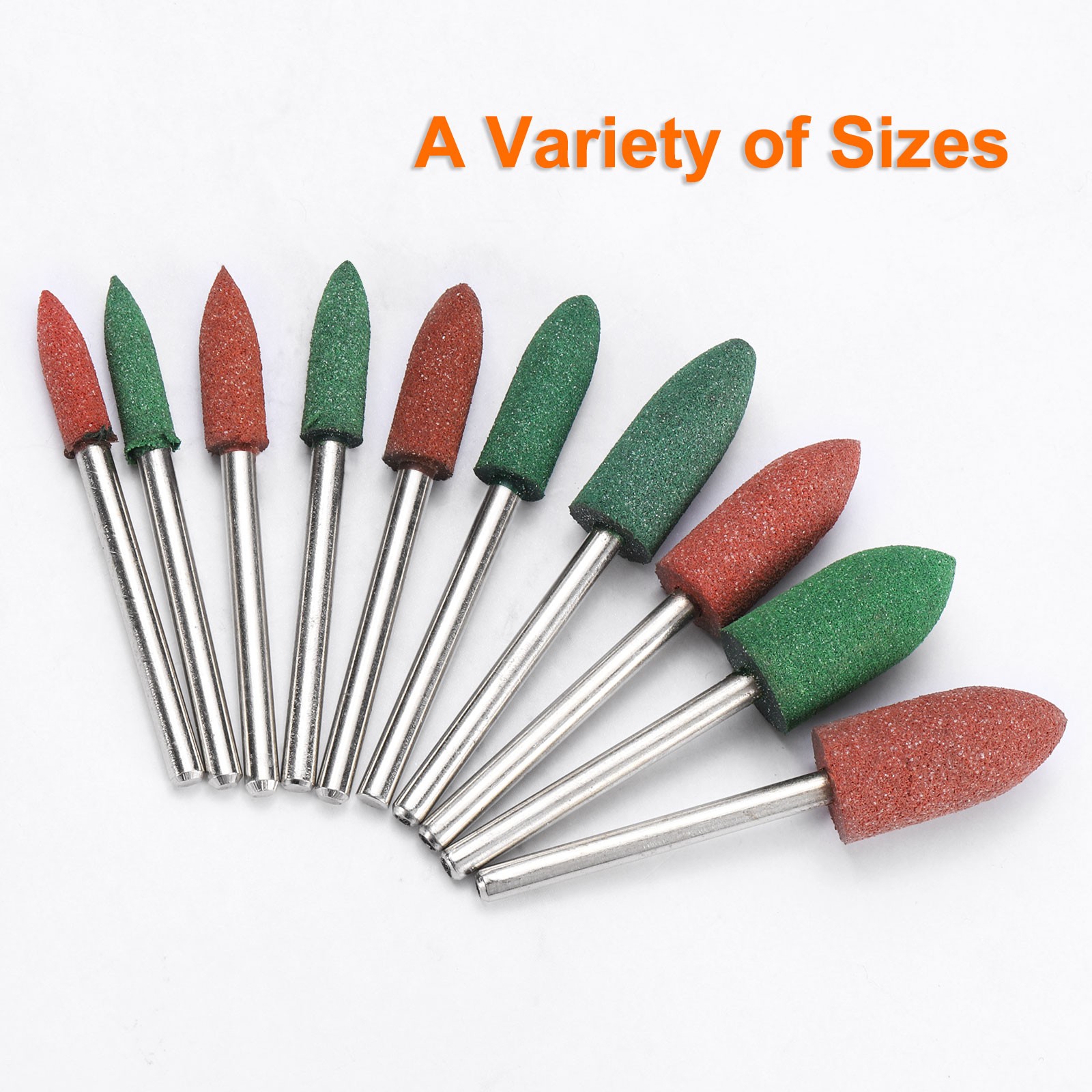 20pcs Rubber Tapered Polishing Head, 5mm (3/16″), 3mm (1/8″) Rod, Green