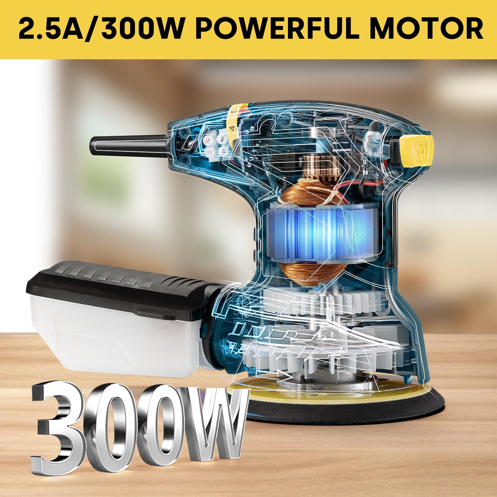 Enventor 2.5A Random Orbital Sander, 300W 5-Inch Electric Sander