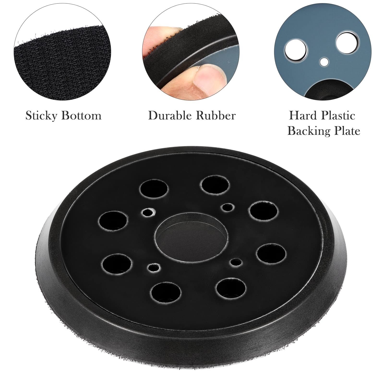 2 Pieces 5 Inch 8 Hole Hook and Loop Orbital Sander Replacement Pad Backing Pad