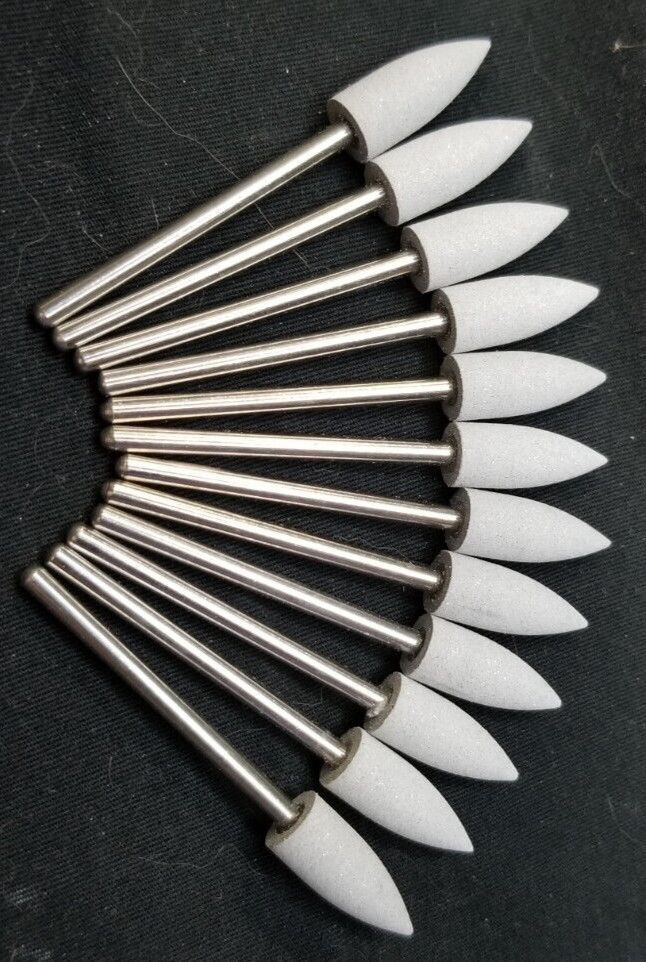 Uxcell 12Pcs 150 Grit Abrasive Mounted Stone 2.35mm Shank 1/4″(6mm) DIA Pointed