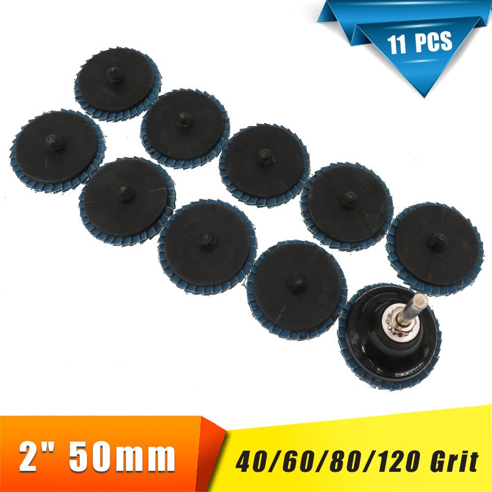 11Pcs 2″ 50mm Flap Disc Roll Lock Quick Change Sanding Discs Mix Set 40-120 Grit