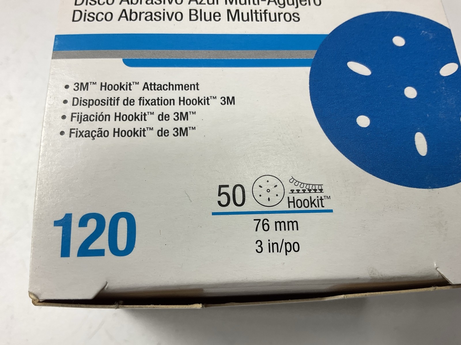 3M 36144 Multi-Hole Hook & Loop 120 Grit 3″ Sanding Disc (50/Pack)