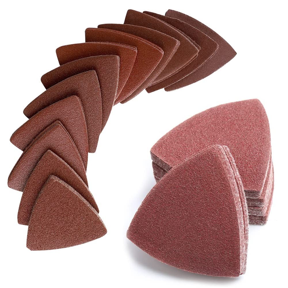 200Pcs 80mm Triangle Sanding Pads, Hook and Loop Triangular Sandpaper