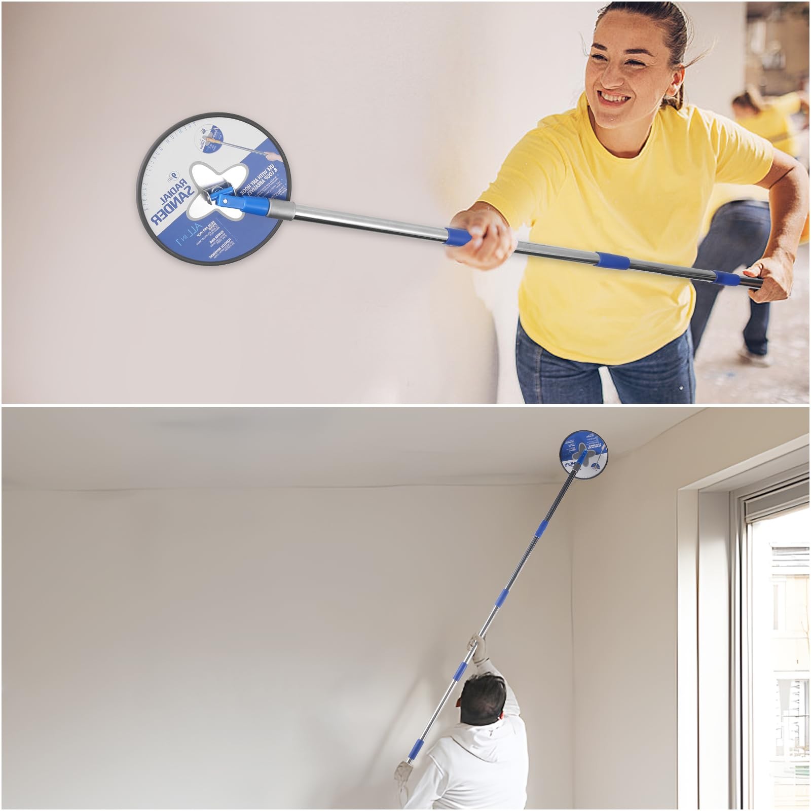 Drywall Pole Sander, 85 Inch, Extension Pole, Manual Hand Sander, 5 Sheets