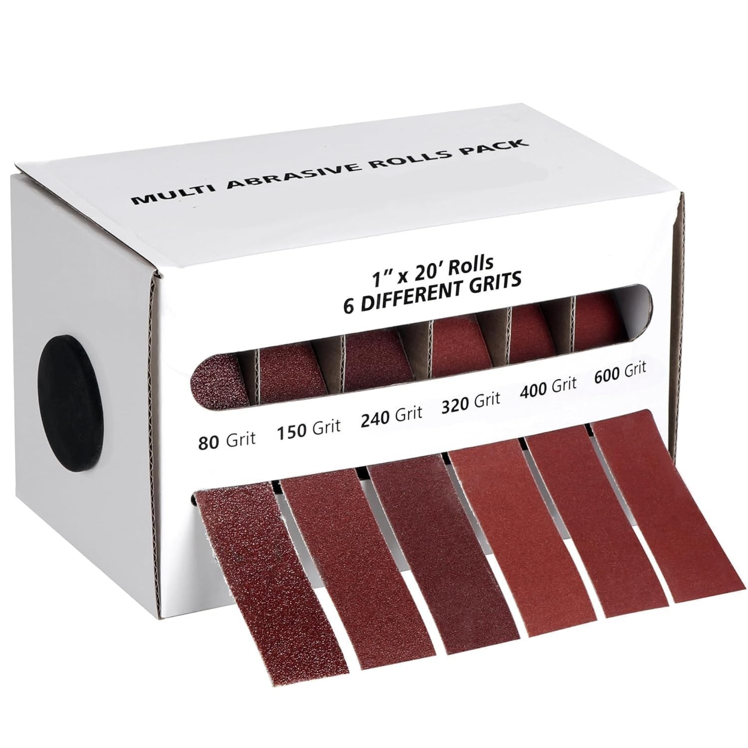 6 Grit Sandpaper Roll – 1” x 20FT Emery Cloth with Easy Dispenser for Crafts
