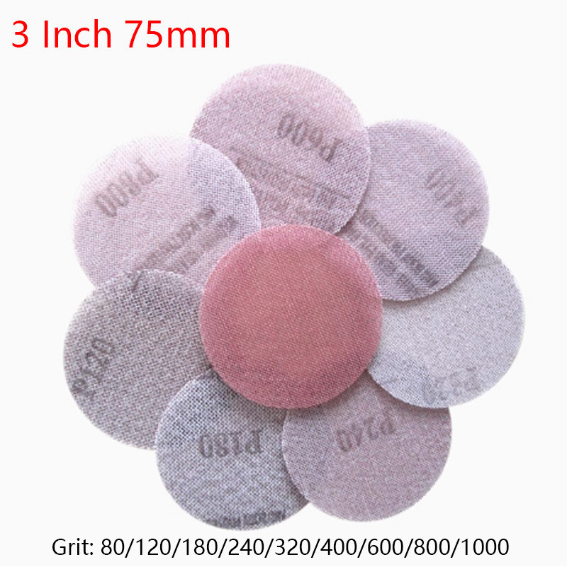 3″ 75mm Dust-Free Sanding Discs Hook and Loop Mesh Sand Paper Pads 80 -1000 Grit