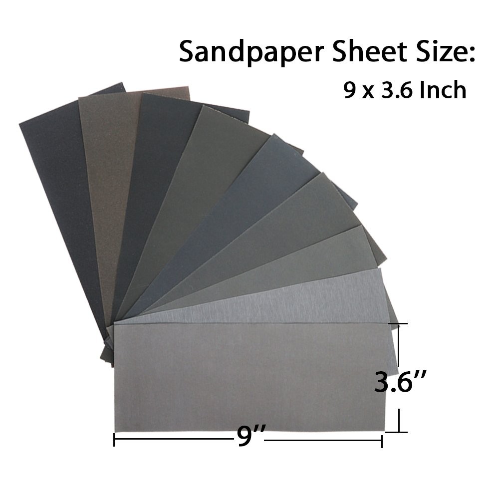 45Pcs Wet Dry Sandpaper, 400/600/ 800/1000/ 1200/1500/ 2000/2500/ 3000 Grit Asso