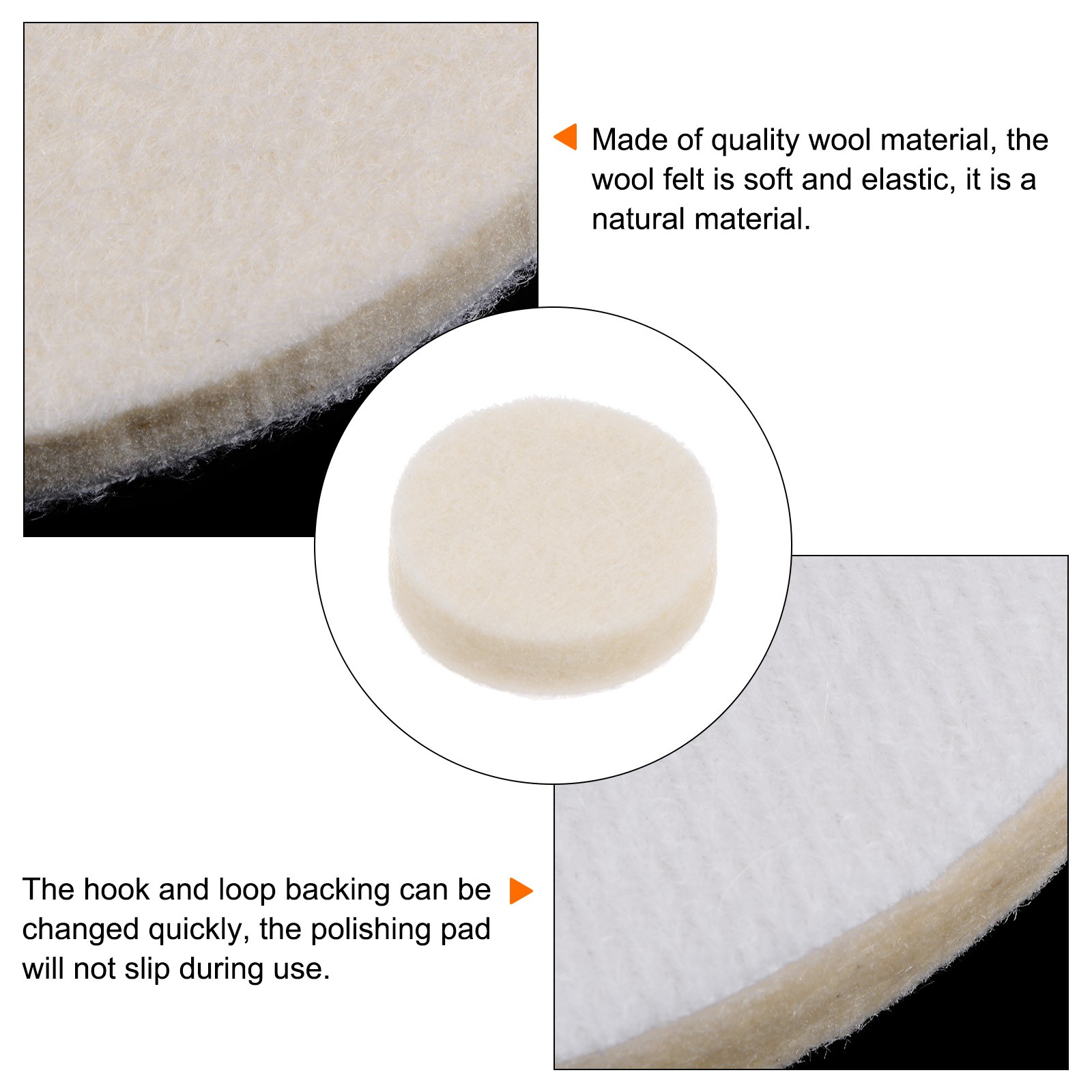 10pcs Wool Felt Polishing Pads 1″ Buffing Wheel Polish Pad Flocking Back