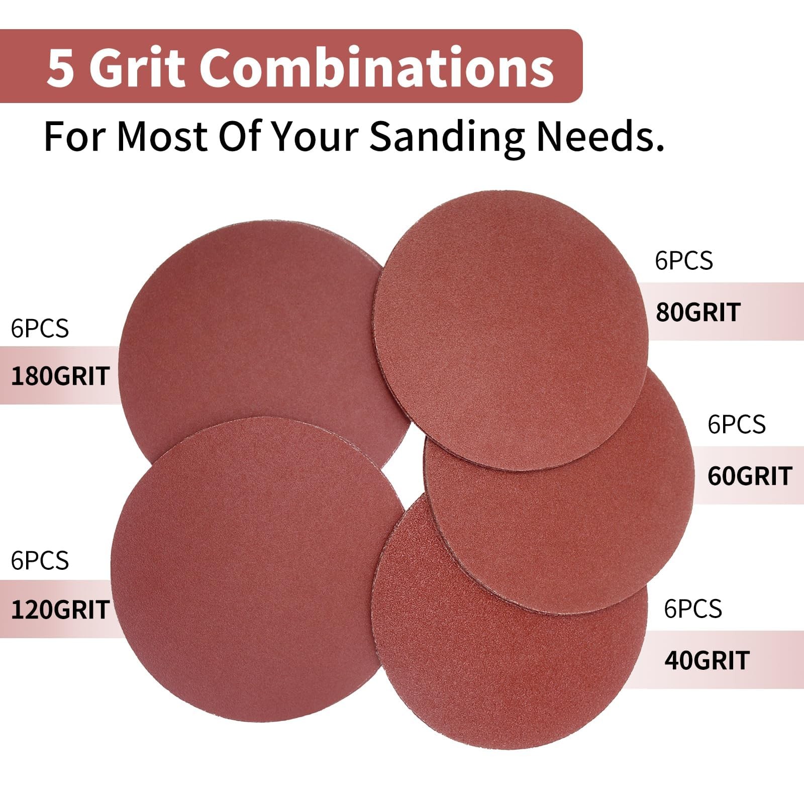 Senmaitools 30 Pack 12 Inch Sanding Discs 303Mm Round No-Hole Hook And Loop