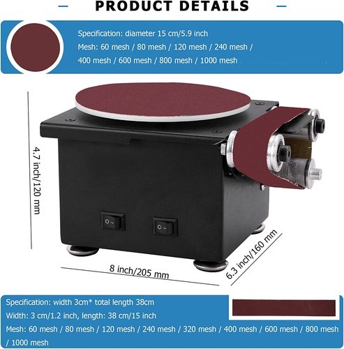Disc Mini Belt Sander Sharpener Electric Bench With 10 Belts & Sanding Papers