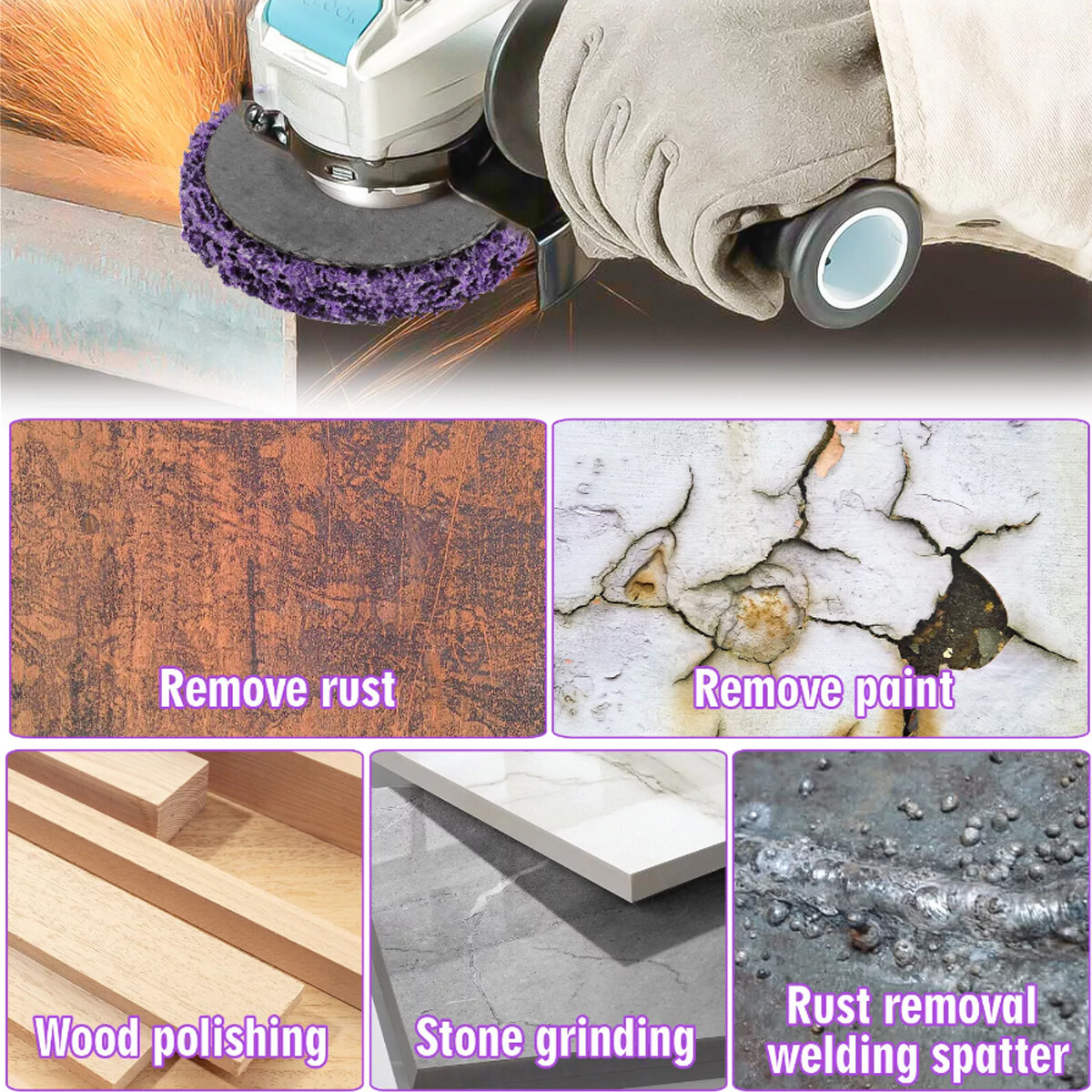 3PCS Poly Strip Clean Disc 4-1/2″ x7/8″ Easy Paint Stripping Rust Removal Wheels