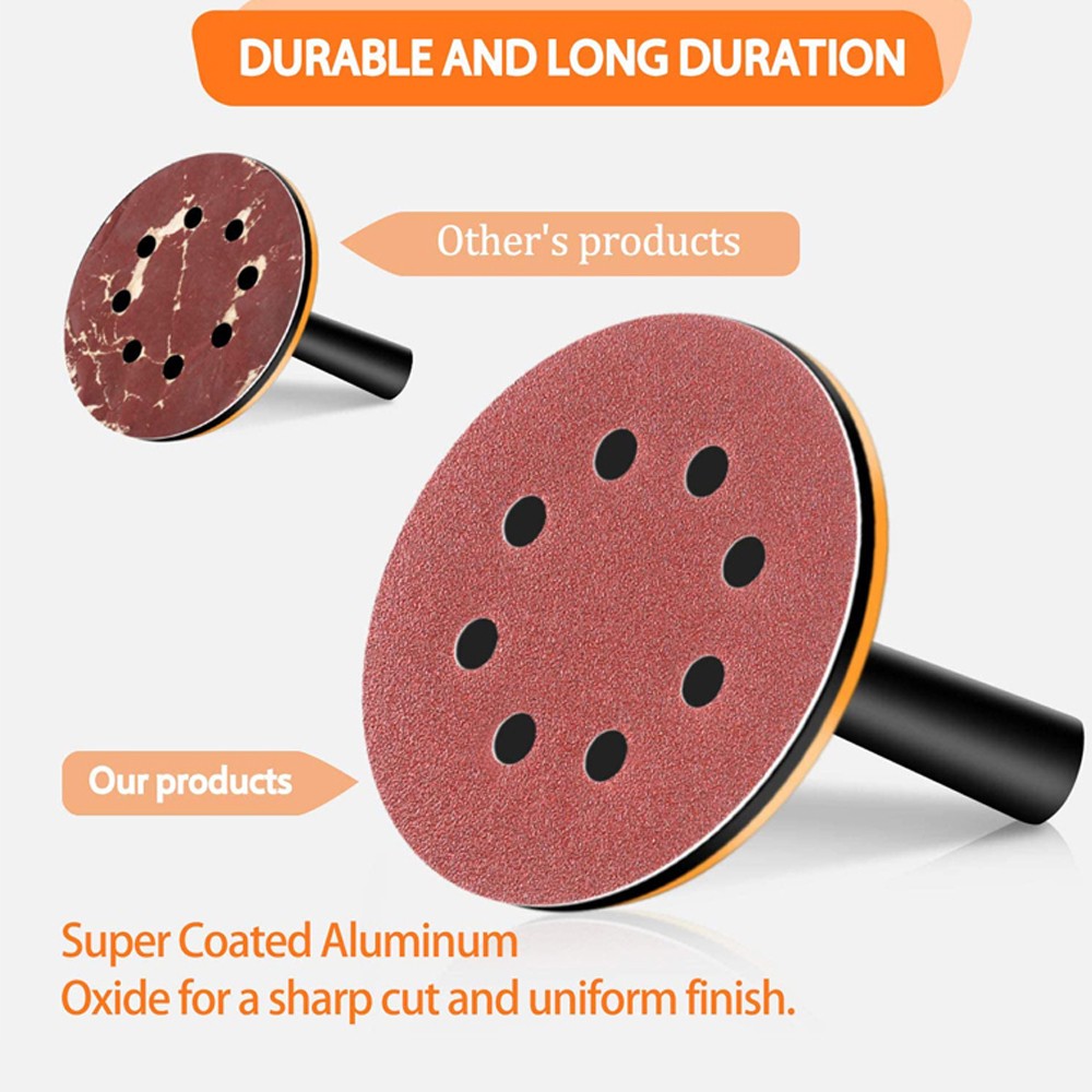 50 100Pack 5 inch Sanding Discs 8-Hole Hook Loop Sander Orbital Sandpaper 60-320