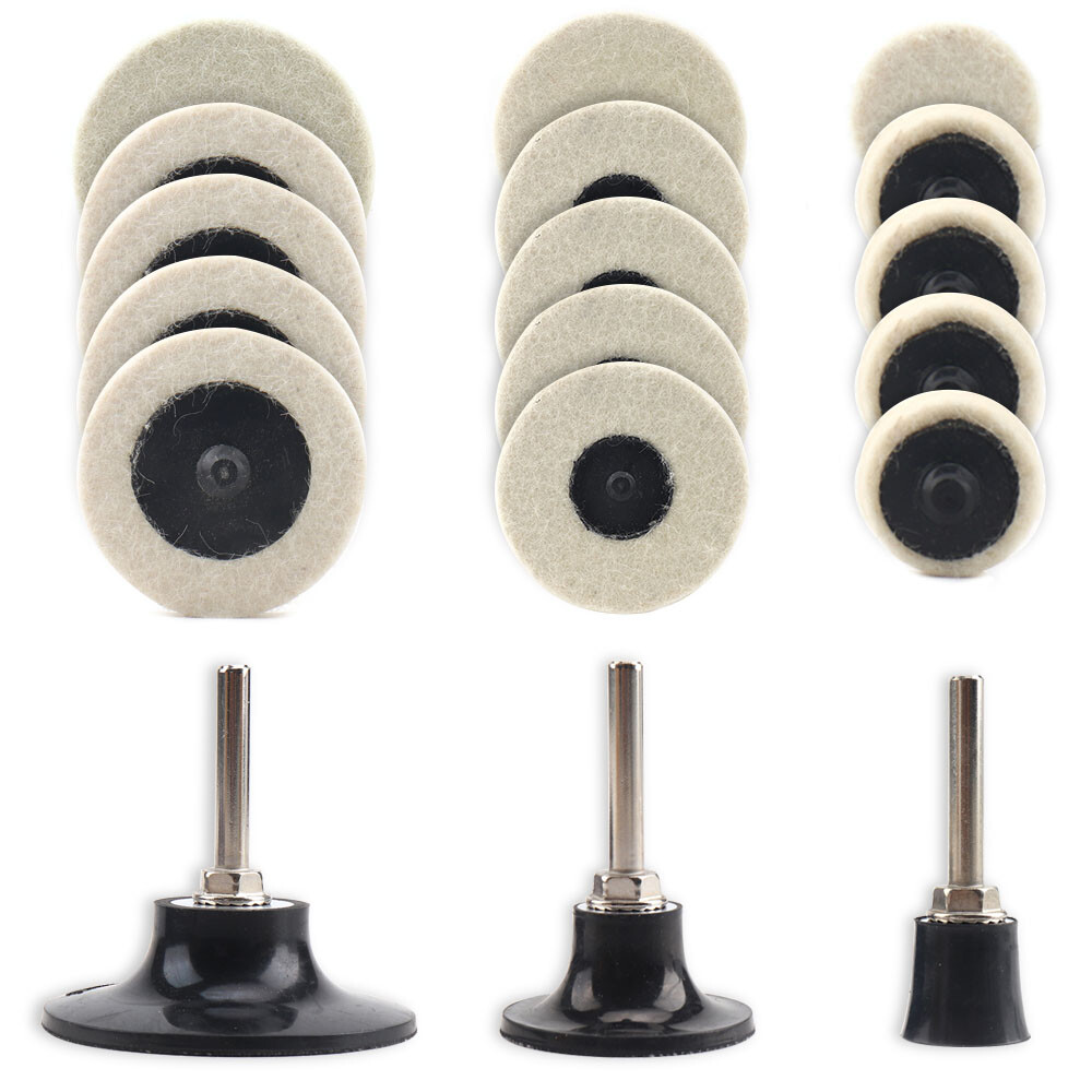 2/5/10Pcs Roloc Wool Felt Polishing Wheel Polisher Buffing Pad 1-3″ Holder Disc