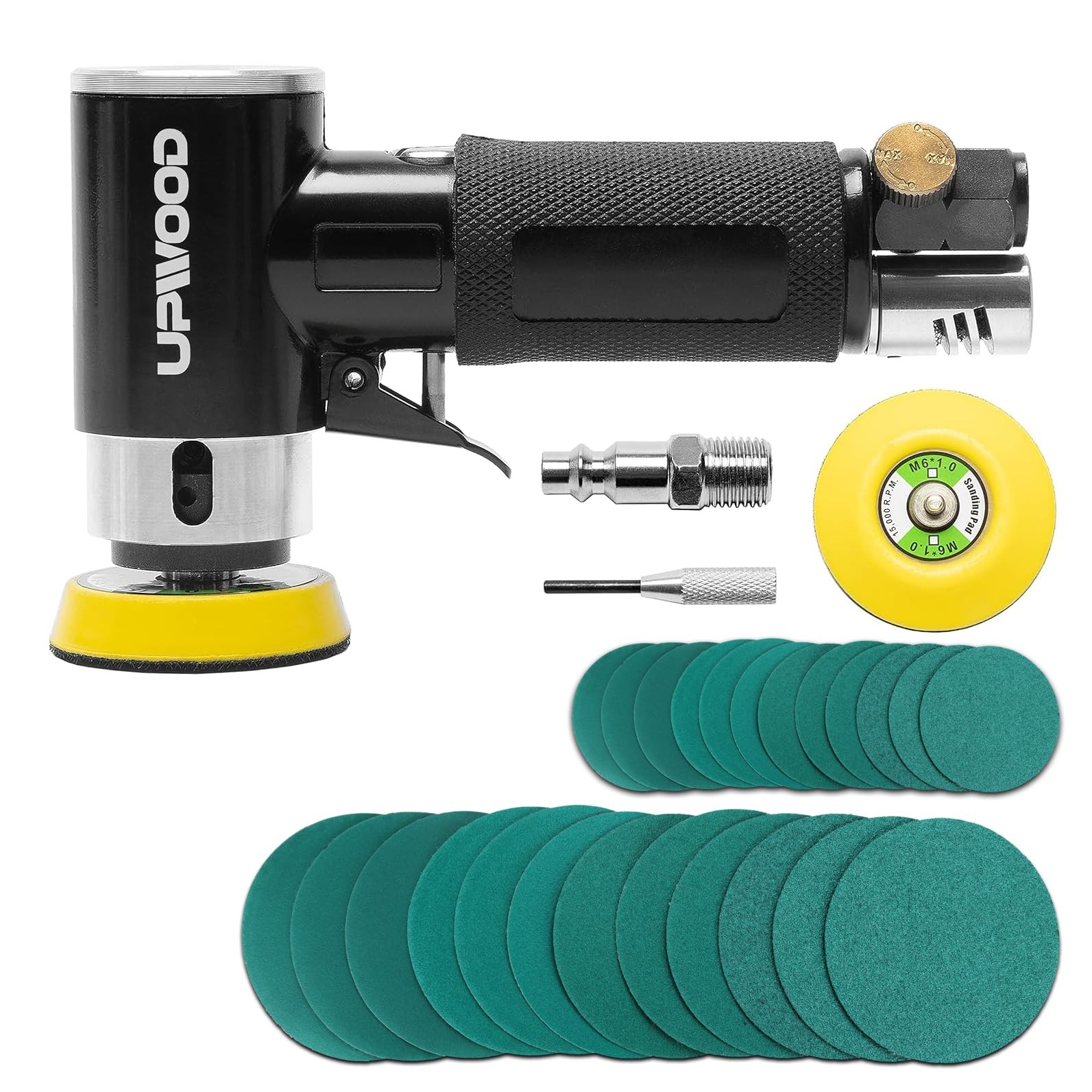 2” 3” Mini Orbital Air Sander by UPWOOD, Small Pneumatic 2/3inch, Black