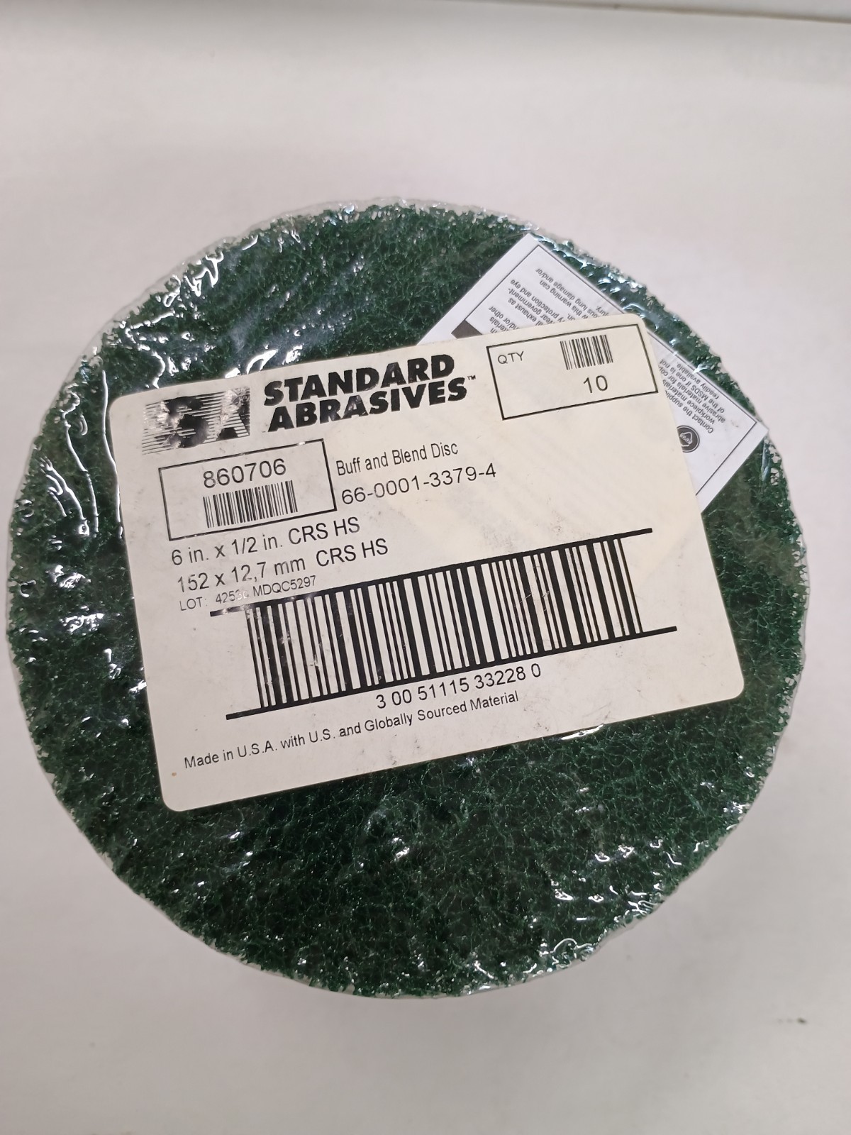 Standard Abrasives 6″ x 1/2″ Buff & Blend Disc 860706 66-0001-3379-4 10 pcs