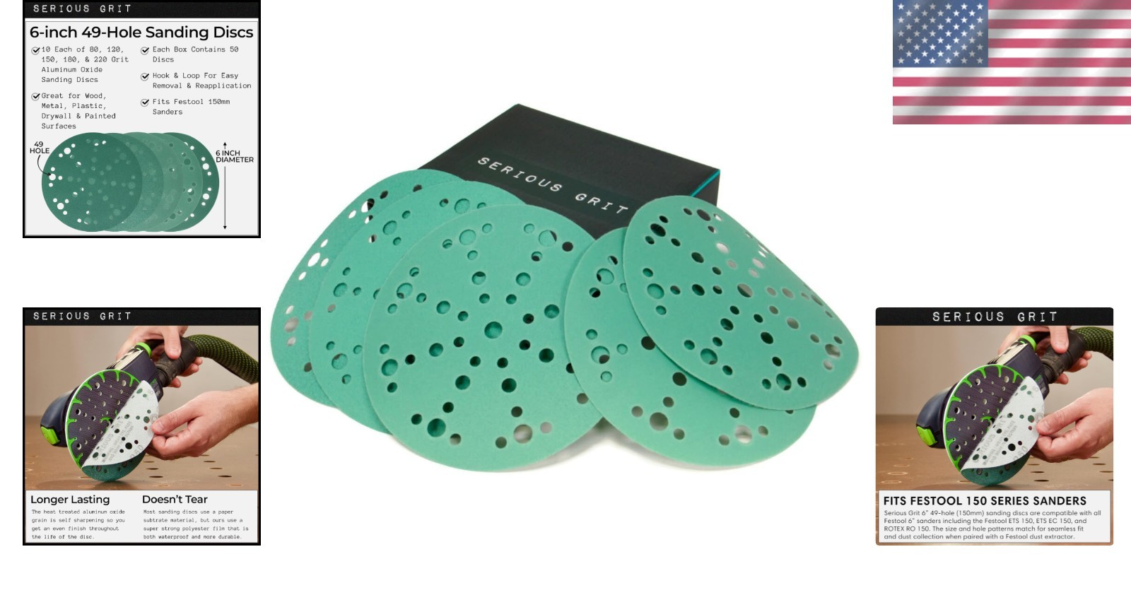 Versatile 6-Inch 49-Hole Sanding Discs with Mixed Grits – Ideal for All Surfaces