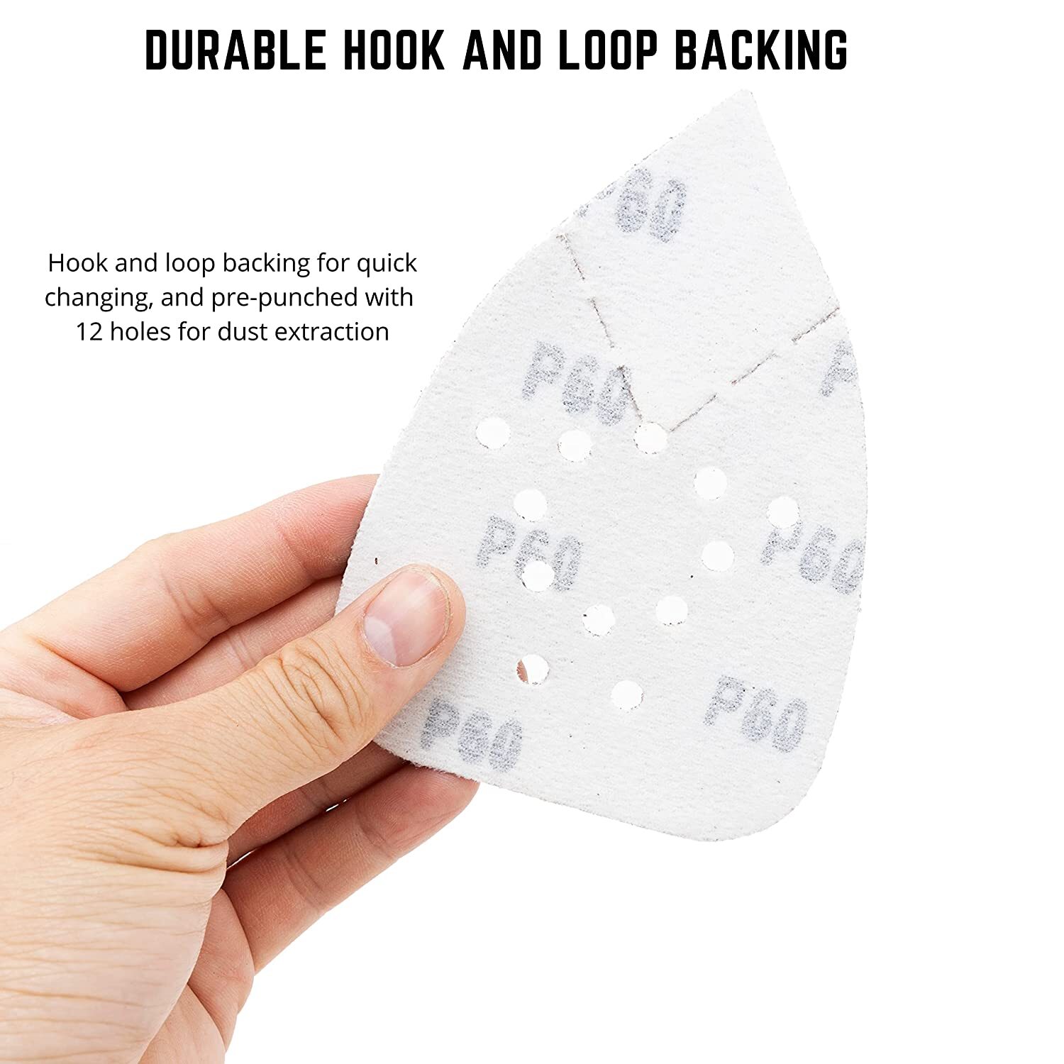 50PCS 95*135mm Mouse Sanding Discs A/O Hook & Loop 12-Hole P60-220 Grit for Wood